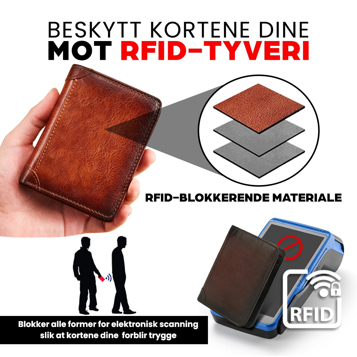 FineFold™ - RFID-Lommebok i Ekte Skinn for Menn