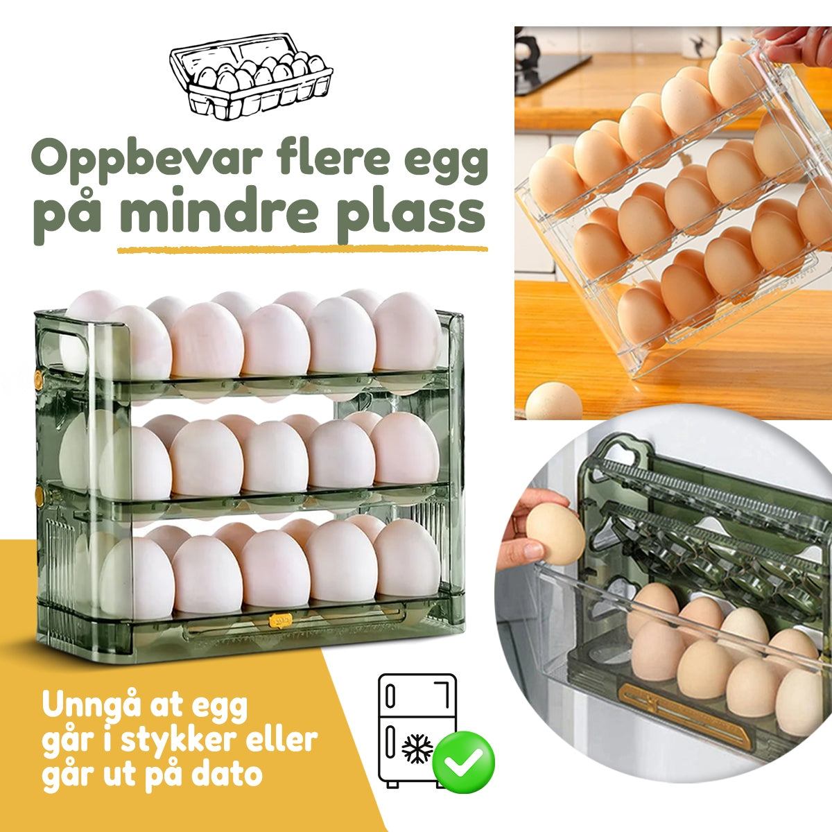 EggStack™ - Eggholder med 3 Hyller