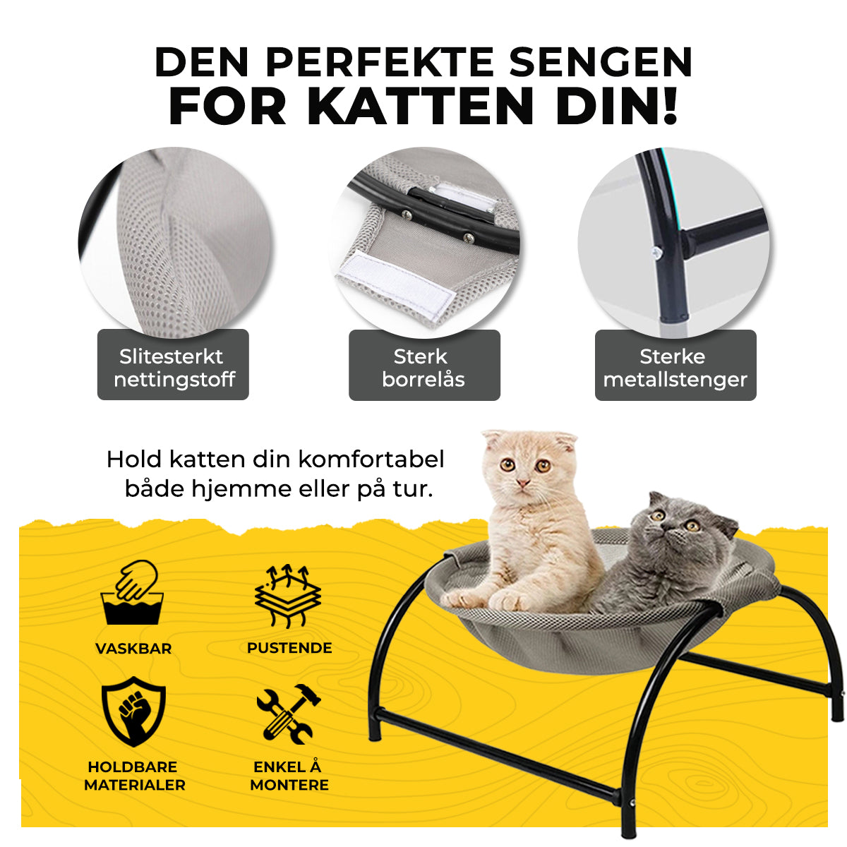 KittyCot™ - Avtagbar Hengekøye for Katter