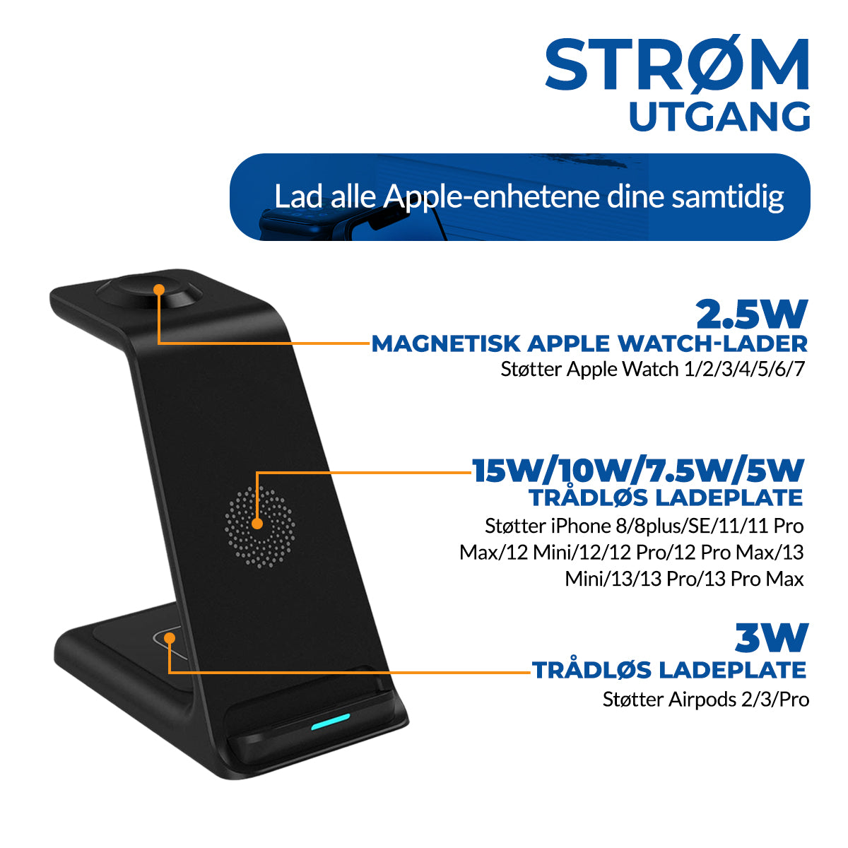 SuperCharger™ - Trådløs Ladestasjon for Apple-enheter