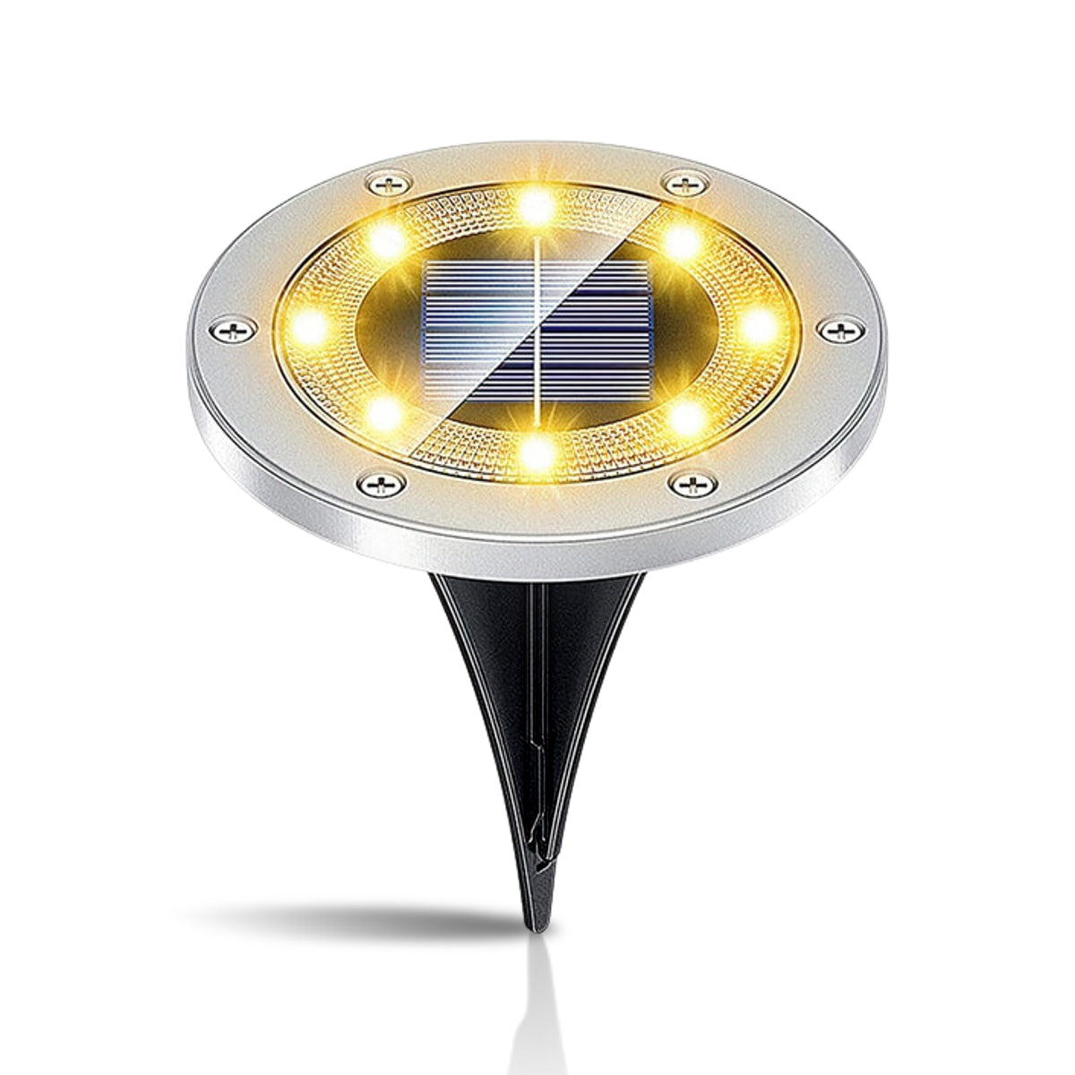 GlowDisk™ - 8-LED Solcelledrevne Lysdisker (4 pakke)